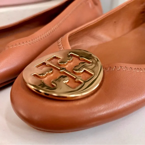 Tory Burch Minnie Travel Ballet Flat 8.5M – Royal Tan – Excellent Condition - Picture 4 of 11